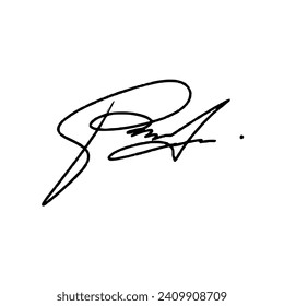 Letter P abstract signature idea. Vector illustration with black writing and transparent background.