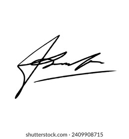 Letter P abstract signature idea. Vector illustration with black writing and transparent background.