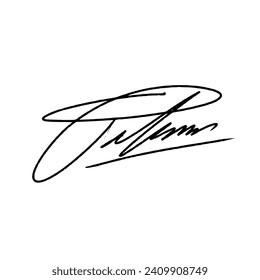 Letter P abstract signature idea. Vector illustration with black writing and transparent background.