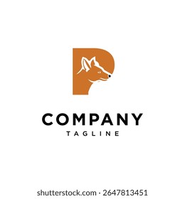 Letter P Ajak Dog Logo Icon Vector
