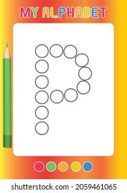 Letter P Alphabet Coloring Pages Printable Dot a Dot Preschool Activity 