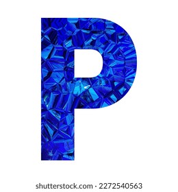 Letter P from the alphabet Low poly alphabet letter in blue color