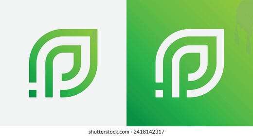 Letter P Alphabet Natural Green Icons Leaf Logo