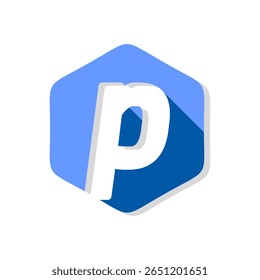 Letter p alphabet in polygon design vector