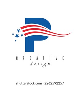 Letter P American Logo for Business, Corporate and Company Sign. US-amerikanisches Logo auf Letter P-Vektorvorlage