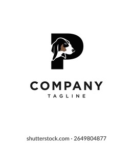 Letter P Ariege Hound Logo Icon Vector