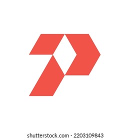 Letter P arrow box abstract geometric logo design