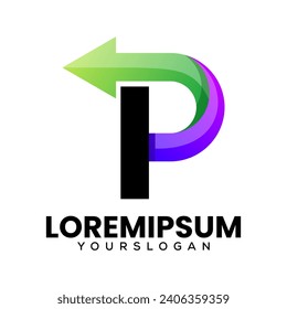 letter p arrow colorful icon logo design 