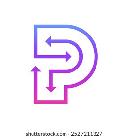 Letter P arrow creative line minimal logo