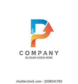 Letter p with arrow logo
