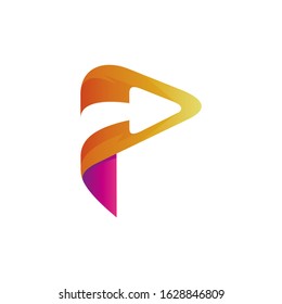 Letter P Arrow Logo Design, Abstract Letter Mark Business Vector Icon