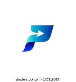 letter P and arrow logo design