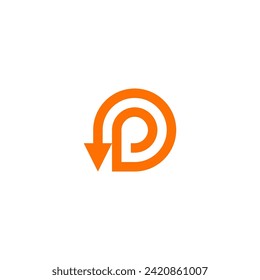 letra p con plantilla de diseño de logotipo de flecha