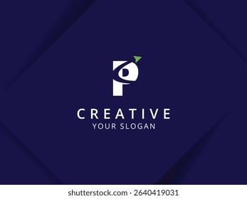 Letter P with arrow logo design. Monogram Letter P logo template