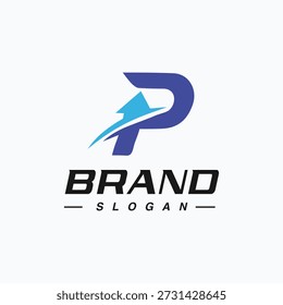 letter p arrow logo design template vector 