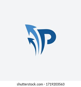 letter p arrow logo template