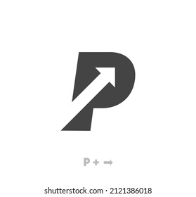 Letter P arrow logo template vector eps. Unique logo. vector abstract letter simple arrow target icon. Forward arrow, corporate identity.