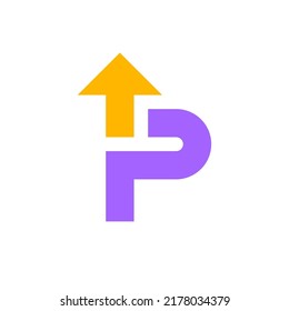Plantilla de logotipo de flecha de letra P