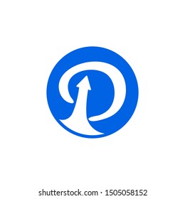 Letter p and up arrow logo, vector illustration isolated on white background