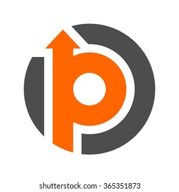 Letter P With Arrow Logo Vector.