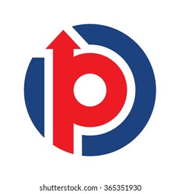 letter p with arrow logo vector.
