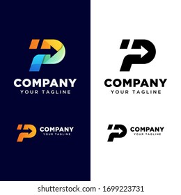 Letter P with arrow logo for your busines. fast delivery logo. transport logistic logo template