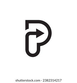 Letter P with arrow modern line art creative monogram typography logo design