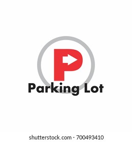 letter p with arrow. parking lot sign vector