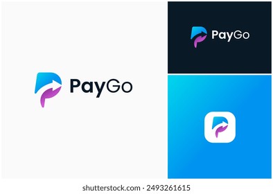 Letter P Arrow Payment Finance Money Transfer Modern Colorful Vector Logo Design Illustration