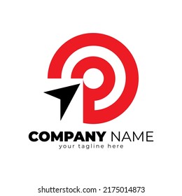 Letter P with arrow vector logo, Suitable for marketing and business, Initial Letter P with target flat vector icon, logo letter p military target icon