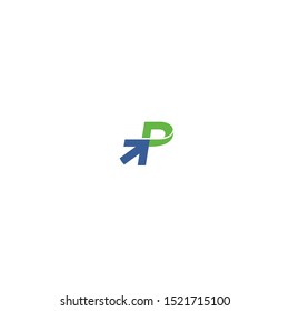 Letter P and arrows logo design vector template