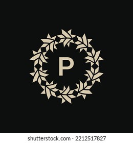 letter P award emblem logo. elegant and modern award circle logo