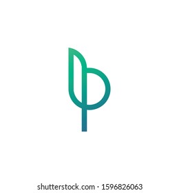  Letter P B Line Logo Design Vector