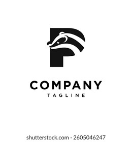 Letter P Badger Logo Icon Vector