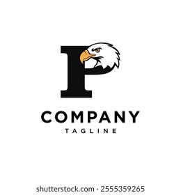 Letter P Bald Eagle Logo Icon Vector