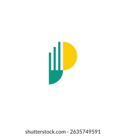 Letter P bar chart logo design. Simple financial growth logo vector illustration.