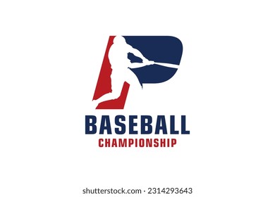 Letter P with Baseball Logo Design. Vector Design Template Elements for Sport Team or Corporate.