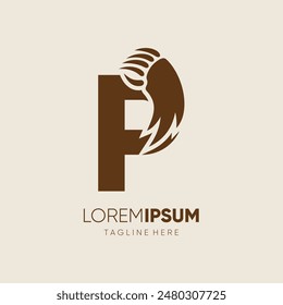 Letter P Bear Hand Claw Logo Design Vector Icon Graphic Emblem Symbol Illustration