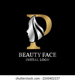 elemento de diseño inicial del logotipo del vector de belleza de la letra P
