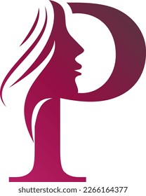 Letter P  beauty hair logo design