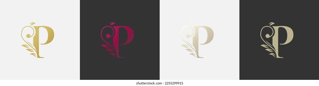 Letter P beauty logo, flourish ornament