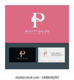 Letter P Beauty Salon Vector , Initial Logo With Card Template