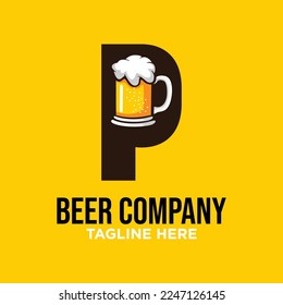 Letter P Beer Logo Design Template Inspiration, Vector Illustration.