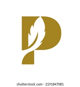 Letter P Bird Feather Logo Design Concept For Law Identity Vector Template