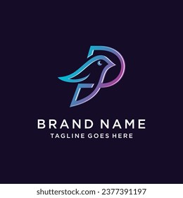 letter P bird logo icon vector template