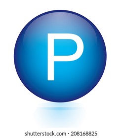 Letter P blue circular button
