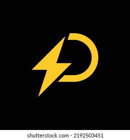 letter P with bolt energy vector logo design