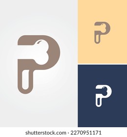 Logo-Design-Vektorgrafik des Briefmarkensymbols P