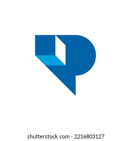 logotipo de la caja de letras P. logotipo de entrega de paquetes. P logístico monorgam
