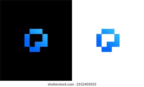 letra P caja o cuadrado P logo concepto icono de Vector